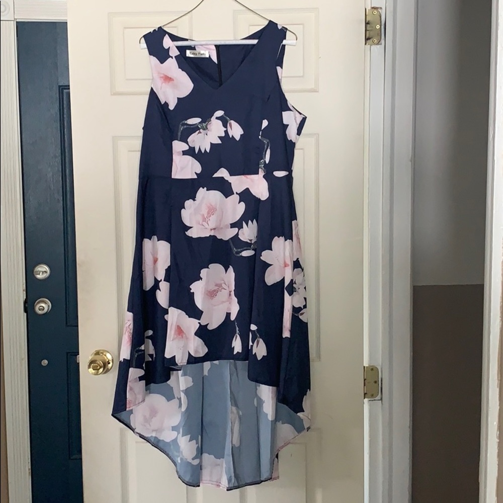 Midi in front, long in back floral dress